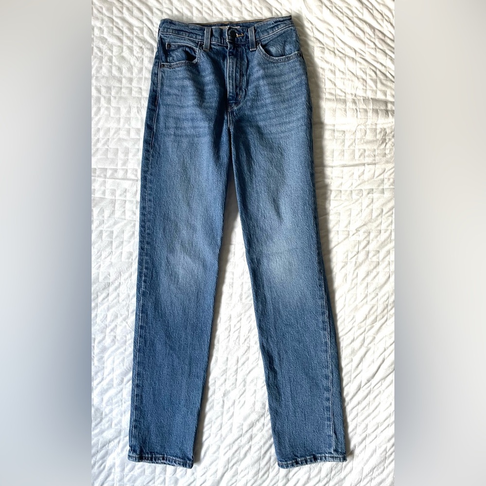 LEVI’S Premium 70’s High Rise Slim Straight Women’s 25 Classic Blue Jeans - Picture 6 of 9